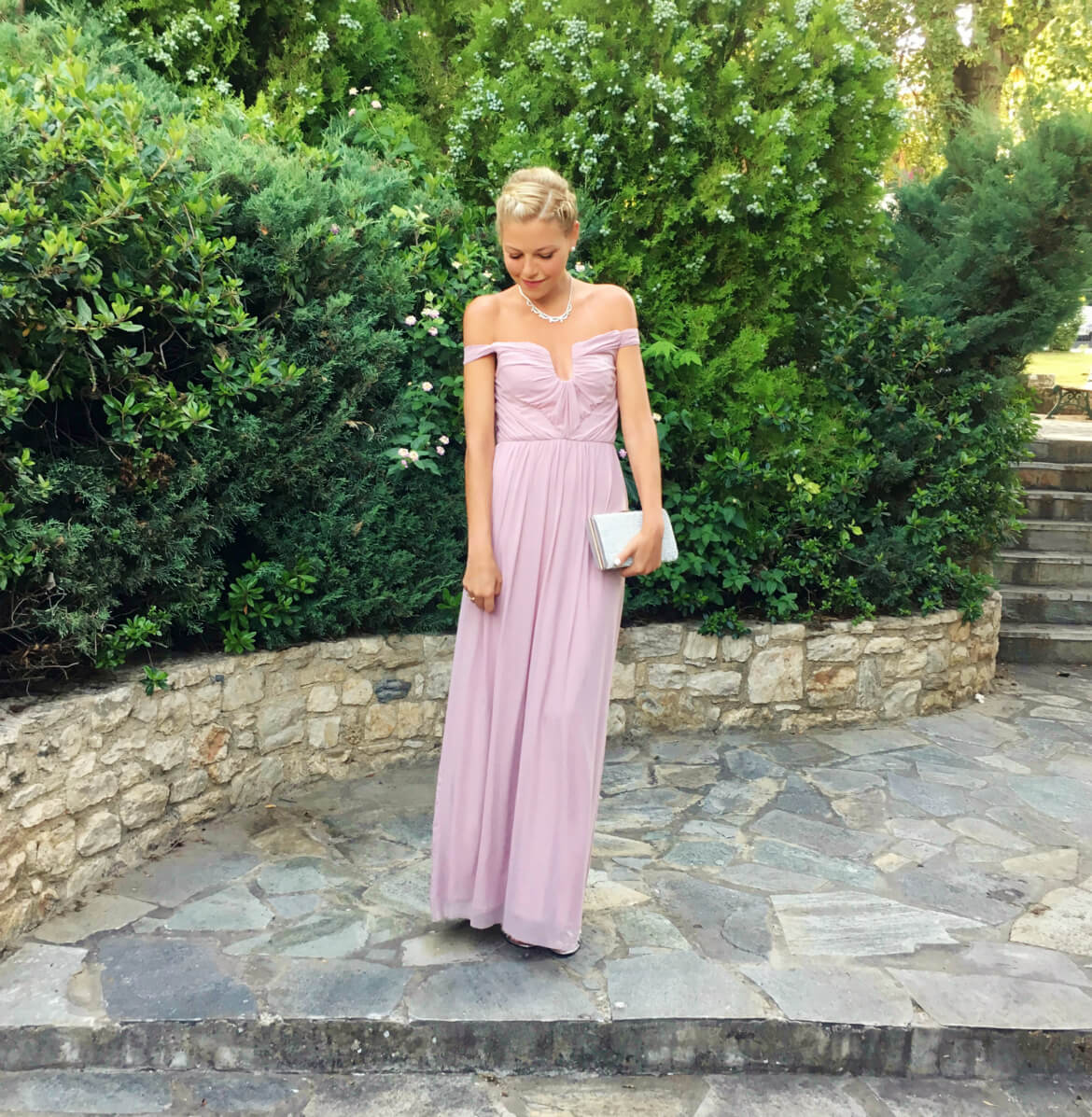 Dusky pink wedding guest dress sale